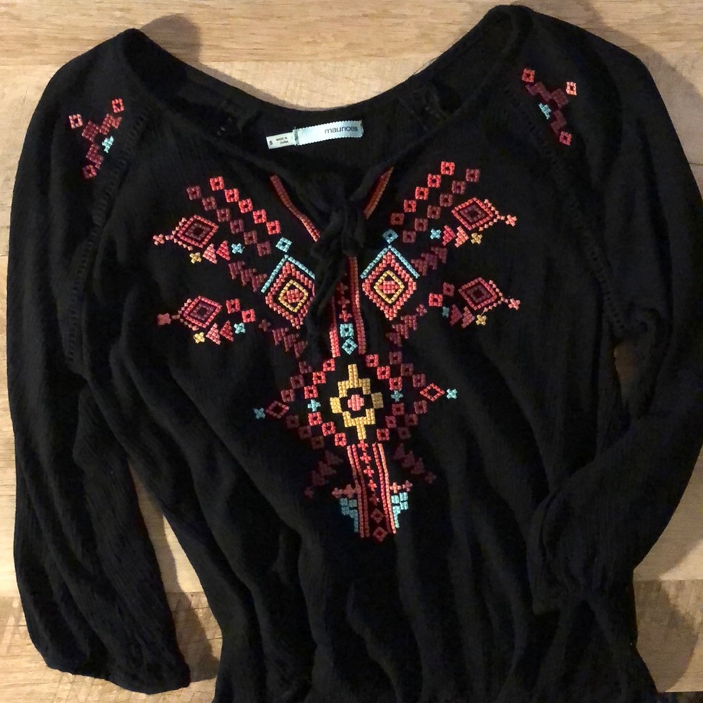 Black embroidered top